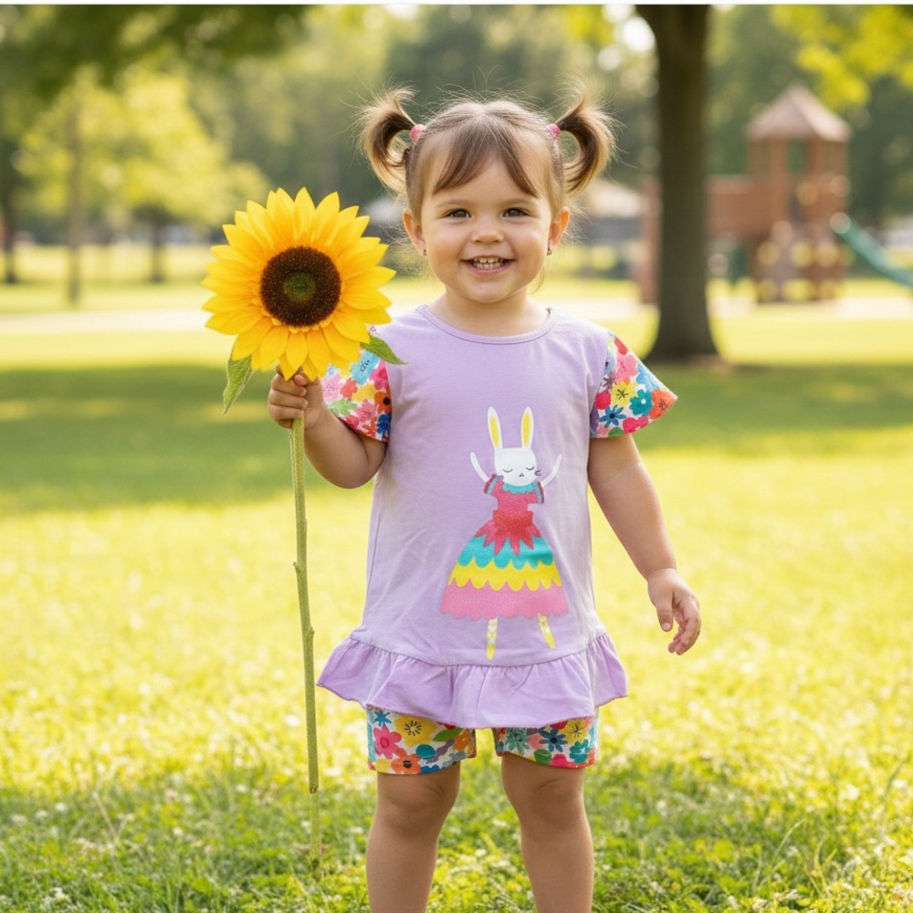 Kids Matching Set - Purple and Multicolor